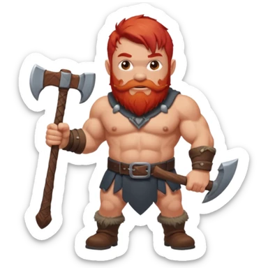 Ein zwerg mit roten Haaren und axt, nur der Oberkörper  sticker