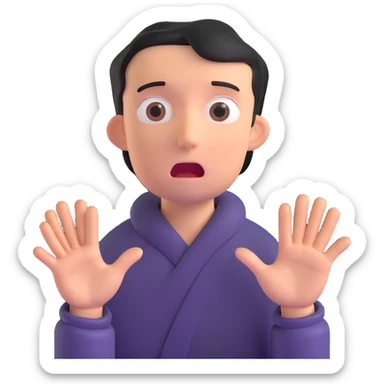 anxious man with hands outstretched in begging position with worried fearful expression sticker