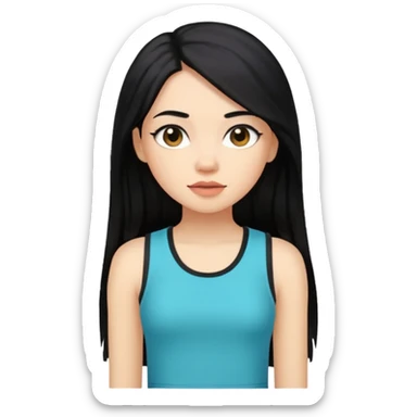 girl In Sleeveless, black hair, funky. sticker