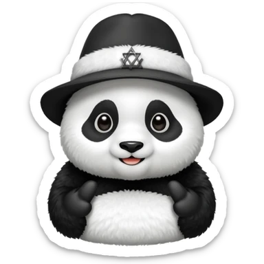Panda wearing a Jewish hat sticker