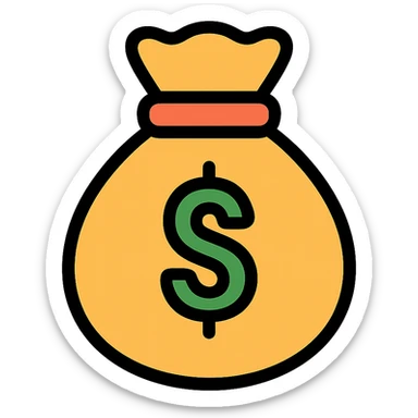 colored money bag icon sticker