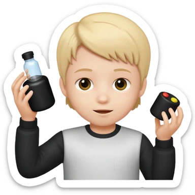 kid playing black formula toy sticker