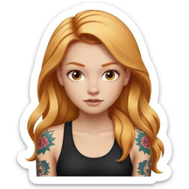 girl with long blonde hair and tattoos and an athletic ginger girl sticker