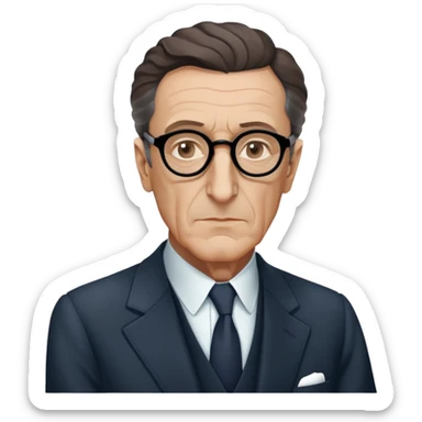 portrait of Maurice Merleau-Ponty, French philosopher, wearing glasses and suit, thoughtful expression sticker