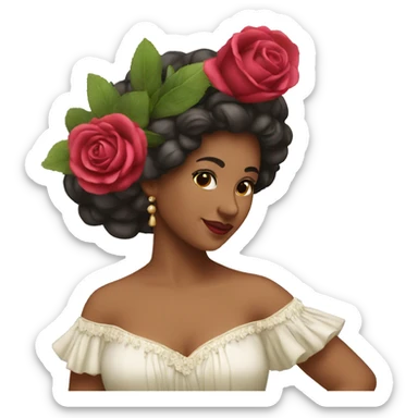a spanish dancer with rosemery on her head sticker