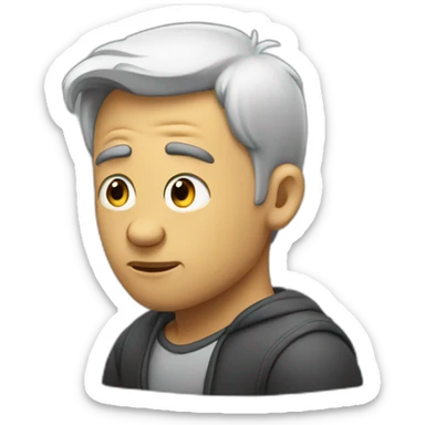 Man thinking about doubts sticker