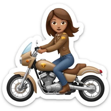 Brown haired woman doing a wheelie on a motorcycle sticker