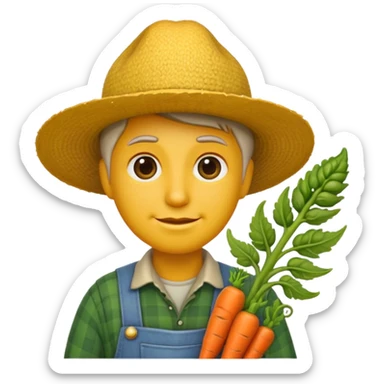 farmer emoji holding a fiddlehead instead of a carrot sticker