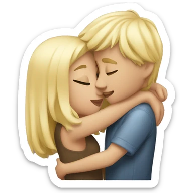 blonde girl boy kiss hug sticker