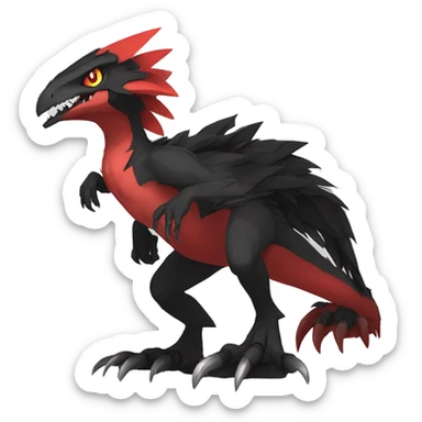  Cool Edgy Black Red Digimon-Fakemon-Raptor-Reptile full body sticker