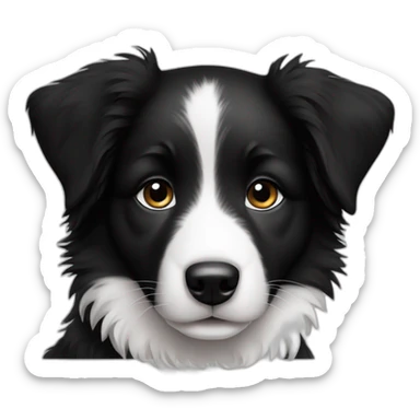 border collie puppy, only black and white, very cute sticker