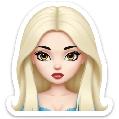 pretty bratz baddie, long black hair, pale skin sticker