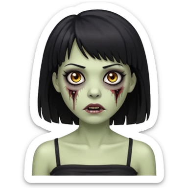 Faça uma mulher zumbi de franja cabelo longo preto com tub top preto e delineado  sticker