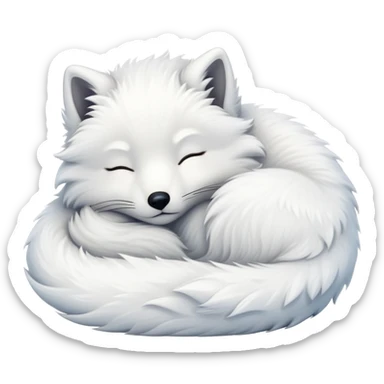 fluffy arctic fox sleeping sticker