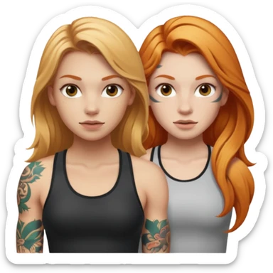 girl with long blonde hair and tattoos and an athletic ginger girl sticker