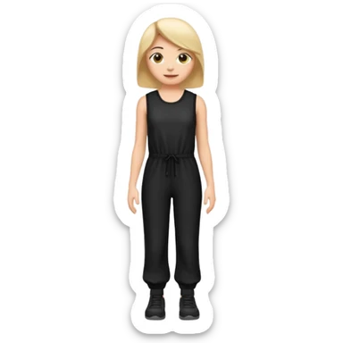 create an emoji, sleeveless fitted black jumpsuit sticker