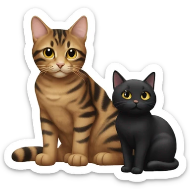 Tabby cat sitting with black cat sticker