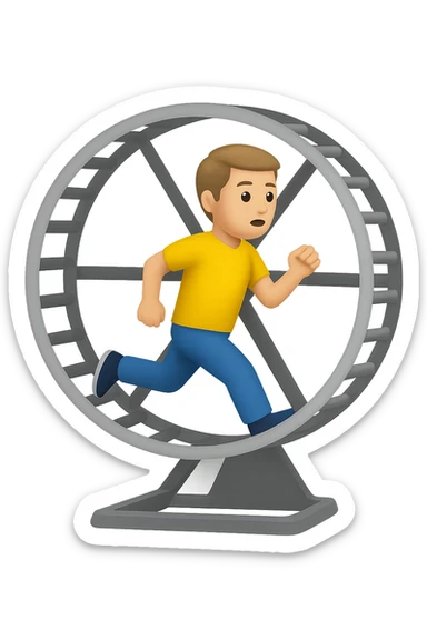 Uomo che corre dentro la ruota del criceto emoji style iphone  sticker