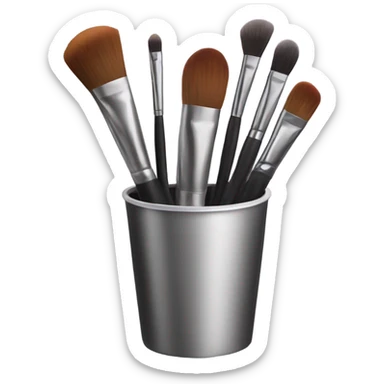 Realistic makeup brush in a cup holder sticker