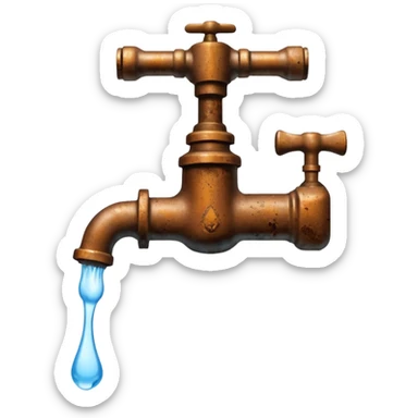 
water pouring from an OLD tap, 1980 sticker