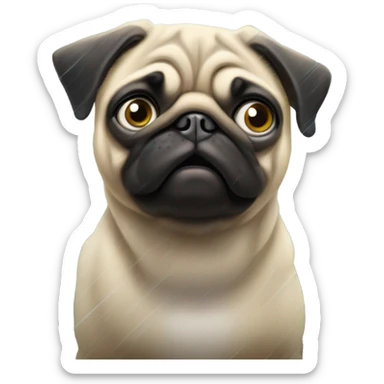 Pug in the pouring rain  sticker
