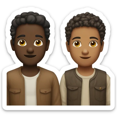two brothers with different skin complexions sticker
