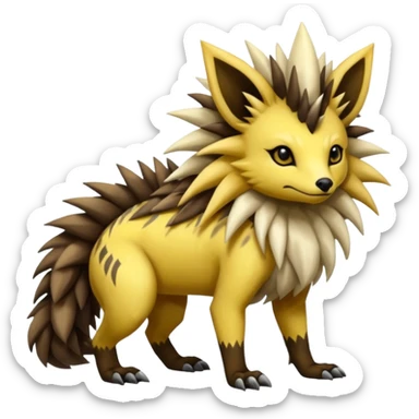 Colorful fantasy-Zigzagoon-Jolteon-echidna-civet-Trick-sergal-fusion-hybrid-animal-creature, full body sticker