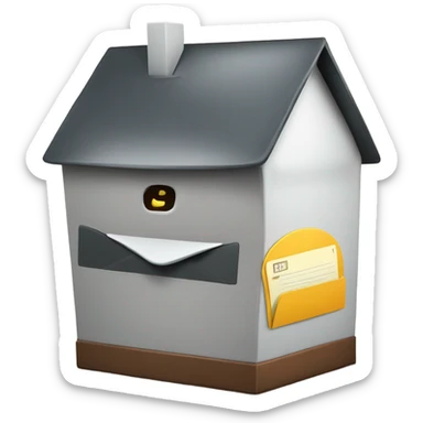 A very large house shaped like mailbox with the front flap open and a letter inside  sticker