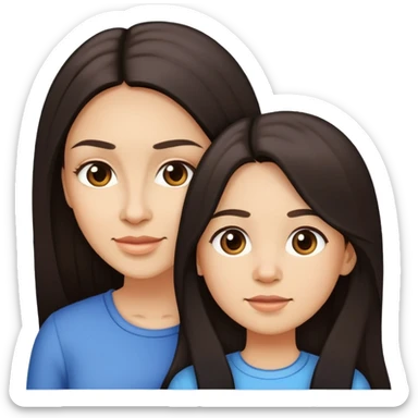 Mother and daughter with Light skinned and Long Dark Hair, 26 and 45 years old sticker