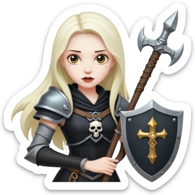 Necromancer girl with sickle and shield sticker