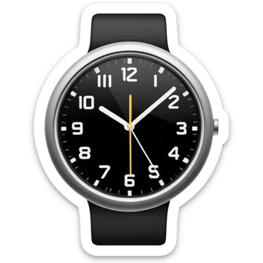 necesito un reloj, ilustrado minimalista, a blancoy negro, con linea delgada , como un icono sticker