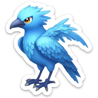 Edgy Fantasy legendary blue bird water-type-Hydro-Phoenix-avian Fakemon full body sticker