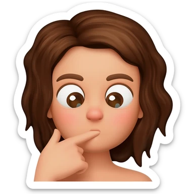 Brunette emoji girl biting finger in flirtatious way sticker