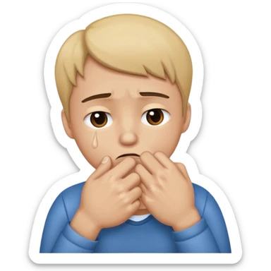 crying emoji with hand in fist over mouth sticker