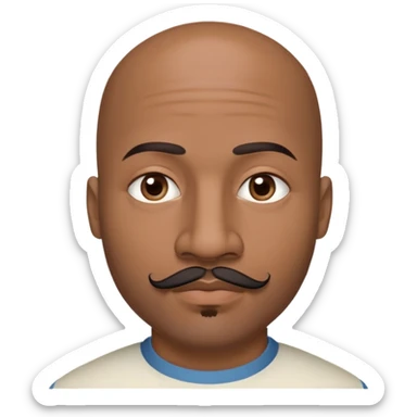 Oxumarê as a 37-year-old bald Black man with smooth oval head, indigenous facial features, mustache with goatee (no facial hair on sides of face), contour from chin to lips, and a mole on left side below lip sticker