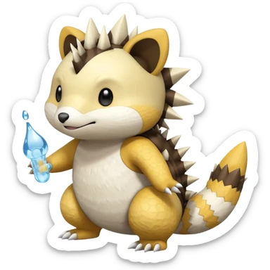 Sandshrew-Oshawott-Emolga-Pachirisu-Cacomistl-Fakemon-hybrid-creature (full body) sticker