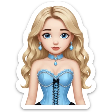 sabrina carpenter's 2025 grammy baby blue corset with rhinestone jewelry   sticker