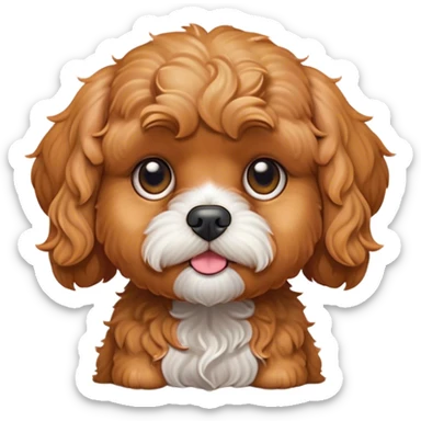 Cinematic Grumpy Apricot Cavoodle Portrait Emoji, Head tilted slightly with a deeply unimpressed expression, showcasing a thick, curly apricot coat with subtle white accents, large, droopy brown eyes narrowed into an unamused glare, ears slightly drooping in exasperation, Simplified yet comically expressive features, highly detailed, glowing with a dry, sarcastic glow, high shine, effortlessly judgmental yet dignified, stylized with a touch of cynicism, bright but brooding, soft glowing outline, capturing the essence of an eternally unimpressed yet endearing companion, so lifelike it feels like it could sigh heavily at you in disdain at any moment! sticker