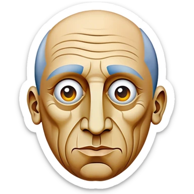 Cinematic Realistic Pablo Picasso Portrait Emoji, depicted as a visionary artist with abstract expressive features and a creative aura, rendered with rich textures and dynamic artistic lighting that captures his revolutionary spirit. sticker