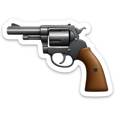 A revolver, with a long cigarette sticking out the end of the barrel, with smoke rising  sticker