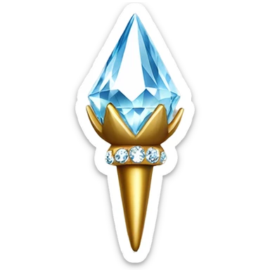 diamond Acorn, sparkling like a diamond, with short top and stem made of gold and diamond sticker