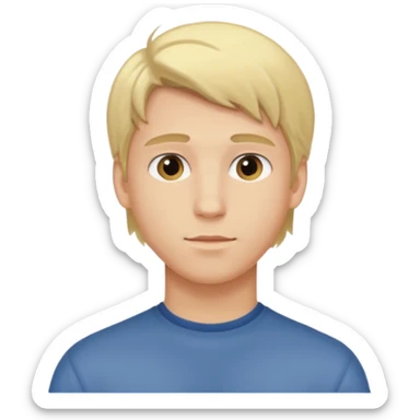 young man with blond hair turning back sticker