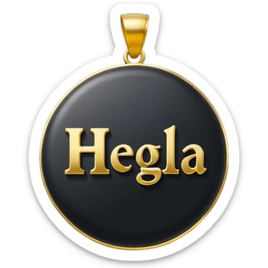 In black round stone of gold round pendant,the gold inscription "Helga" in large letters sticker