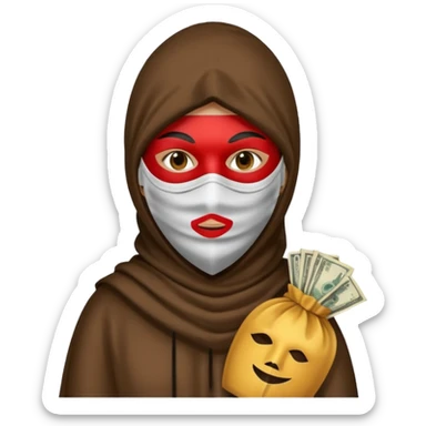 Robber emoji holding a 💰 wearing a mask that is made of robber dress sticker