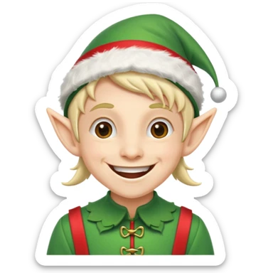 duende navideño con una sonrisa amplia y brackets sticker