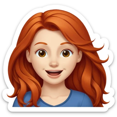 Excited long haired redhead wink sticker