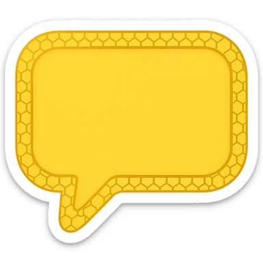 small yellow chat bubble, mostly rectangular, rounded edges, honeycomb design just on the outer edge sticker