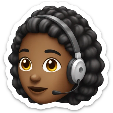 A african american female for inbound Q&A with a headset on for taking calls sticker