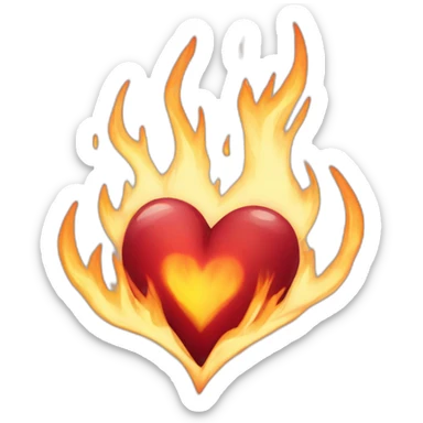 Corazon prendido fuego sticker