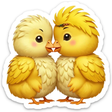 Dos pollitos dándose un beso  sticker